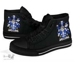 Irish Digby Coat of Arms Family Crest Ireland High Top Shoes (Women's/Men's) Black/ White Irish Shoes