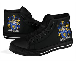 Irish Fearon or O'Fearon Coat of Arms Family Crest Ireland High Top Shoes (Women's/Men's) Black/ White Irish Shoes