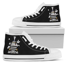 Irish Halthom Coat of Arms Family Crest Ireland High Top Shoes (Women's/Men's) Black/ White Irish Shoes
