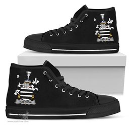 Irish Halthom Coat of Arms Family Crest Ireland High Top Shoes (Women's/Men's) Black/ White Irish Shoes