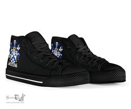 Irish Ellmer Coat of Arms Family Crest Ireland High Top Shoes (Women's/Men's) Black/ White Irish Shoes