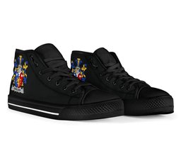Irish English Coat of Arms Family Crest Ireland High Top Shoes (Women's/Men's) Black/ White Irish Shoes