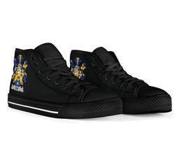 Irish Day Coat of Arms Family Crest Ireland High Top Shoes (Women's/Men's) Black/ White Irish Shoes