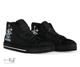 Irish Fullam Coat of Arms Family Crest Ireland High Top Shoes (Women's/Men's) Black/ White Irish Shoes