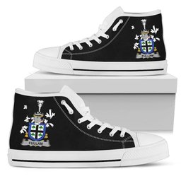 Irish Fullam Coat of Arms Family Crest Ireland High Top Shoes (Women's/Men's) Black/ White Irish Shoes