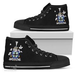 Irish Fullam Coat of Arms Family Crest Ireland High Top Shoes (Women's/Men's) Black/ White Irish Shoes