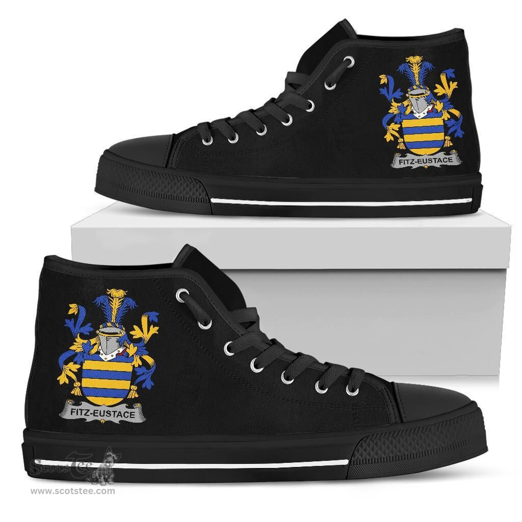 Irish Fitz-Eustace Coat of Arms Family Crest Ireland High Top Shoes (Women's/Men's) Black/ White Irish Shoes