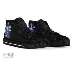 Irish Faulkner Coat of Arms Family Crest Ireland High Top Shoes (Women's/Men's) Black/ White Irish Shoes