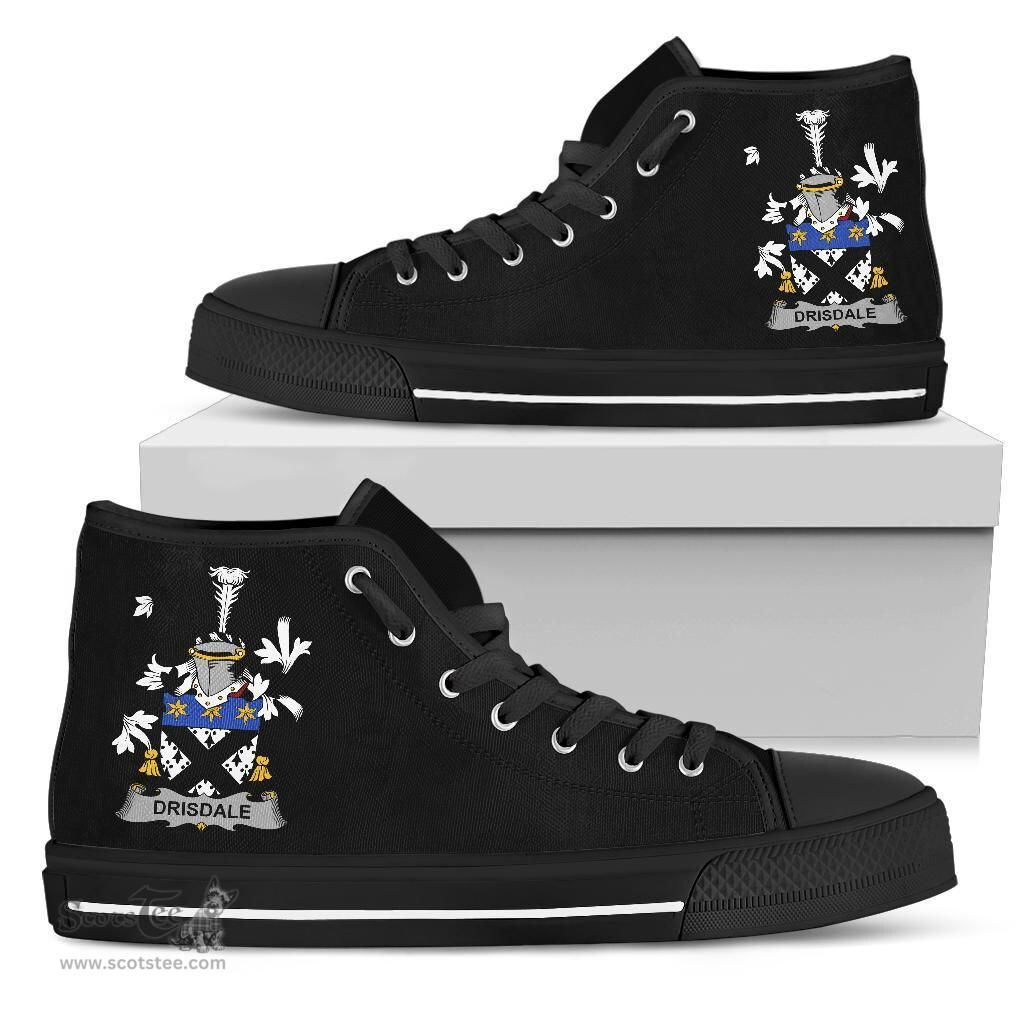 Irish Drisdale Coat of Arms Family Crest Ireland High Top Shoes (Women's/Men's) Black/ White Irish Shoes