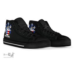 Irish Elliott Coat of Arms Family Crest Ireland High Top Shoes (Women's/Men's) Black/ White Irish Shoes