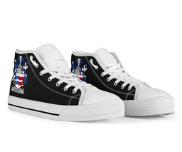 Irish Elliott Coat of Arms Family Crest Ireland High Top Shoes (Women's/Men's) Black/ White Irish Shoes