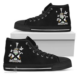 Irish Durkin or O'Durkin Coat of Arms Family Crest Ireland High Top Shoes (Women's/Men's) Black/ White Irish Shoes