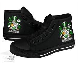 Irish Flower Coat of Arms Family Crest Ireland High Top Shoes (Women's/Men's) Black/ White Irish Shoes