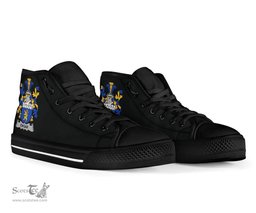Irish Eagar Coat of Arms Family Crest Ireland High Top Shoes (Women's/Men's) Black/ White Irish Shoes