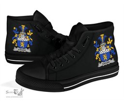 Irish Eagar Coat of Arms Family Crest Ireland High Top Shoes (Women's/Men's) Black/ White Irish Shoes