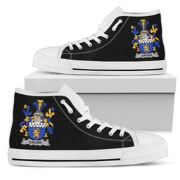 Irish Eagar Coat of Arms Family Crest Ireland High Top Shoes (Women's/Men's) Black/ White Irish Shoes
