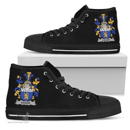 Irish Eagar Coat of Arms Family Crest Ireland High Top Shoes (Women's/Men's) Black/ White Irish Shoes