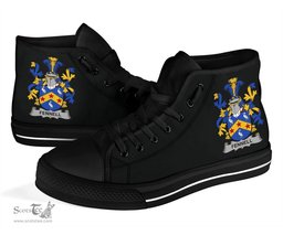 Irish Fennell or O'Fennell Coat of Arms Family Crest Ireland High Top Shoes (Women's/Men's) Black/ White Irish Shoes