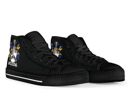 Irish Eardley Coat of Arms Family Crest Ireland High Top Shoes (Women's/Men's) Black/ White Irish Shoes
