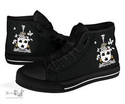 Irish Evans Coat of Arms Family Crest Ireland High Top Shoes (Women's/Men's) Black/ White Irish Shoes