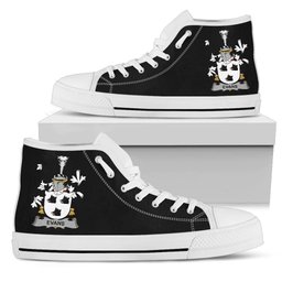 Irish Evans Coat of Arms Family Crest Ireland High Top Shoes (Women's/Men's) Black/ White Irish Shoes