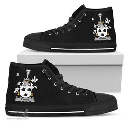 Irish Evans Coat of Arms Family Crest Ireland High Top Shoes (Women's/Men's) Black/ White Irish Shoes
