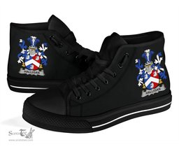 Irish Halligan or O'Halligan Coat of Arms Family Crest Ireland High Top Shoes (Women's/Men's) Black/ White Irish Shoes