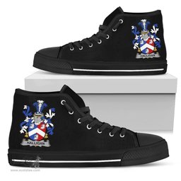 Irish Halligan or O'Halligan Coat of Arms Family Crest Ireland High Top Shoes (Women's/Men's) Black/ White Irish Shoes