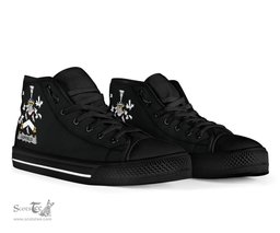 Irish Duffield Coat of Arms Family Crest Ireland High Top Shoes (Women's/Men's) Black/ White Irish Shoes