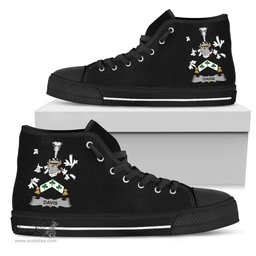Irish Davis Coat of Arms Family Crest Ireland High Top Shoes (Women's/Men's) Black/ White Irish Shoes
