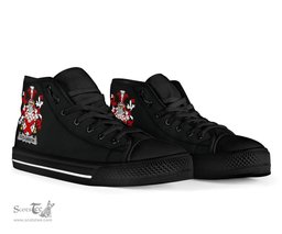 Irish Fitz-Gibbon Coat of Arms Family Crest Ireland High Top Shoes (Women's/Men's) Black/ White Irish Shoes