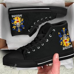 Irish Donnell or O'Donnell Coat of Arms Family Crest Ireland High Top Shoes (Women's/Men's) Black/ White Irish Shoes