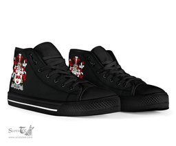 Irish Dillon Coat of Arms Family Crest Ireland High Top Shoes (Women's/Men's) Black/ White Irish Shoes