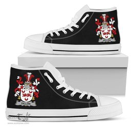 Irish Dillon Coat of Arms Family Crest Ireland High Top Shoes (Women's/Men's) Black/ White Irish Shoes