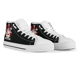 Irish Dillon Coat of Arms Family Crest Ireland High Top Shoes (Women's/Men's) Black/ White Irish Shoes