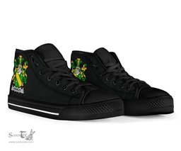 Irish Grumley Coat of Arms Family Crest Ireland High Top Shoes (Women's/Men's) Black/ White Irish Shoes