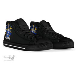 Irish Fahey or O'Fahy Coat of Arms Family Crest Ireland High Top Shoes (Women's/Men's) Black/ White Irish Shoes