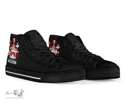 Irish Donnelly or O'Donnelly Coat of Arms Family Crest Ireland High Top Shoes (Women's/Men's) Black/ White Irish Shoes