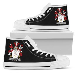 Irish Davoren or O'Davoren Coat of Arms Family Crest Ireland High Top Shoes (Women's/Men's) Black/ White Irish Shoes