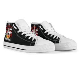 Irish Daly or O'Daly Coat of Arms Family Crest Ireland High Top Shoes (Women's/Men's) Black/ White Irish Shoes