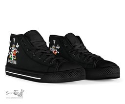Irish Dancer Coat of Arms Family Crest Ireland High Top Shoes (Women's/Men's) Black/ White Irish Shoes
