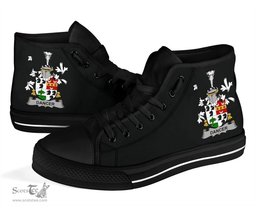 Irish Dancer Coat of Arms Family Crest Ireland High Top Shoes (Women's/Men's) Black/ White Irish Shoes