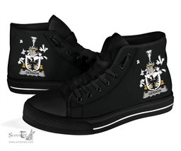 Irish Gernon or Garland Coat of Arms Family Crest Ireland High Top Shoes (Women's/Men's) Black/ White Irish Shoes