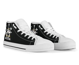 Irish Gernon or Garland Coat of Arms Family Crest Ireland High Top Shoes (Women's/Men's) Black/ White Irish Shoes