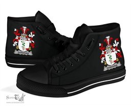 Irish Donovan or O'Donovan Coat of Arms Family Crest Ireland High Top Shoes (Women's/Men's) Black/ White Irish Shoes