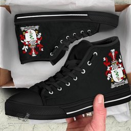 Irish Donovan or O'Donovan Coat of Arms Family Crest Ireland High Top Shoes (Women's/Men's) Black/ White Irish Shoes