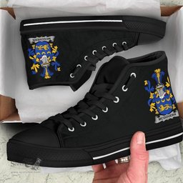 Irish McGovern or McGauran Coat of Arms Family Crest Ireland High Top Shoes (Women's/Men's) Black/ White Irish Shoes