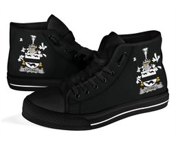 Irish Luttrell Coat of Arms Family Crest Ireland High Top Shoes (Women's/Men's) Black/ White Irish Shoes