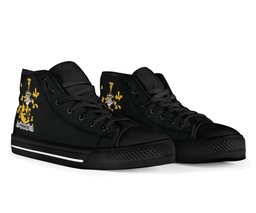 Irish Francis Coat of Arms Family Crest Ireland High Top Shoes (Women's/Men's) Black/ White Irish Shoes