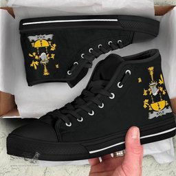 Irish Kyle Coat of Arms Family Crest Ireland High Top Shoes (Women's/Men's) Black/ White Irish Shoes
